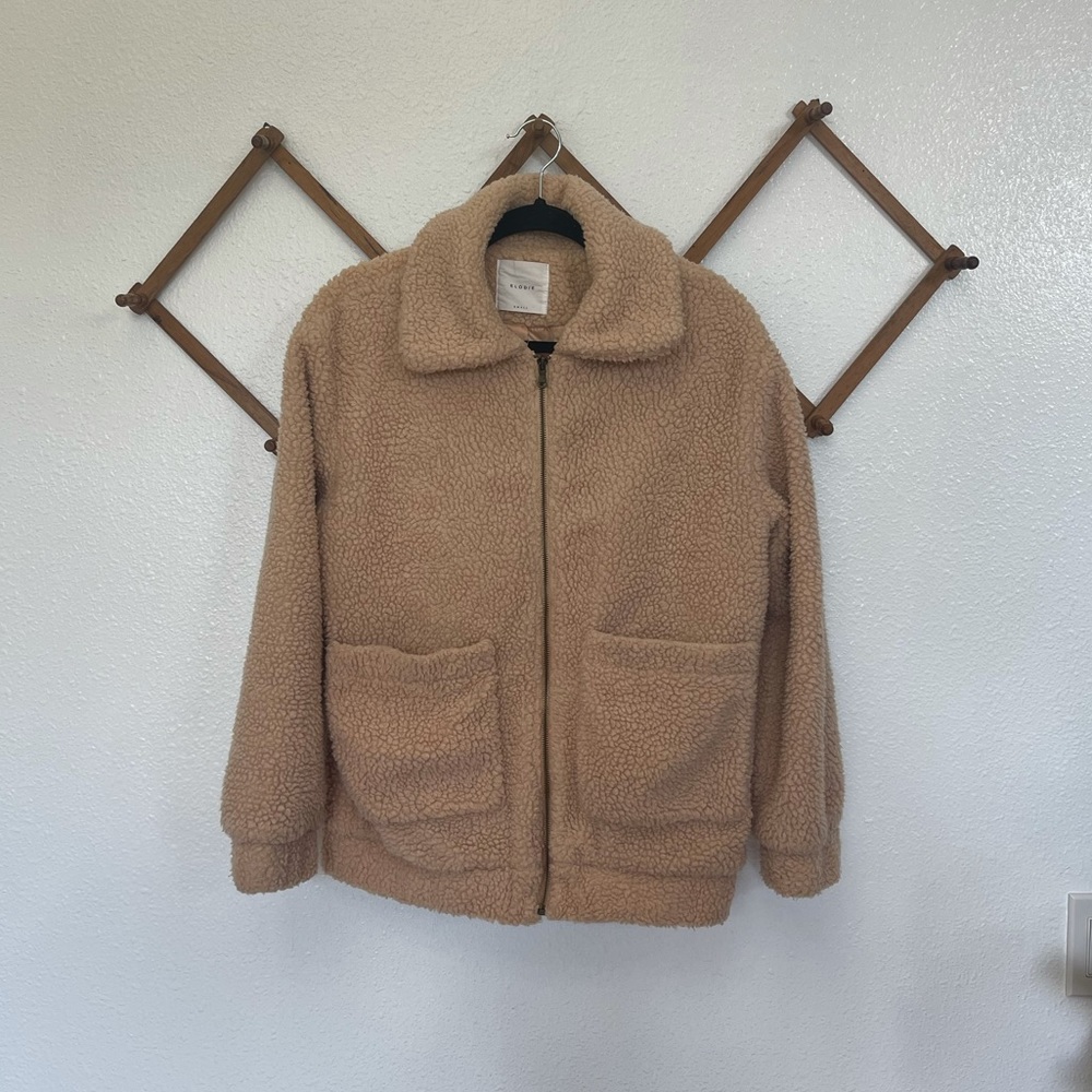 Elodie Faux Shearling Teddy Jacket Tan